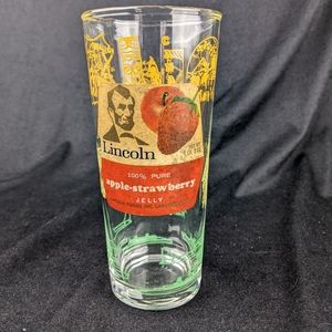 Vintage Lincoln jelly jar Around the world glass label still attached